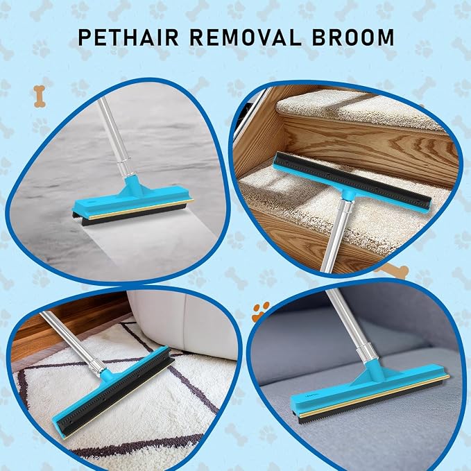 Upgraded Carpet Rake for Pet Hair Removal, 3 in 1 Rubber Broom and Carpet Brush - Image 6