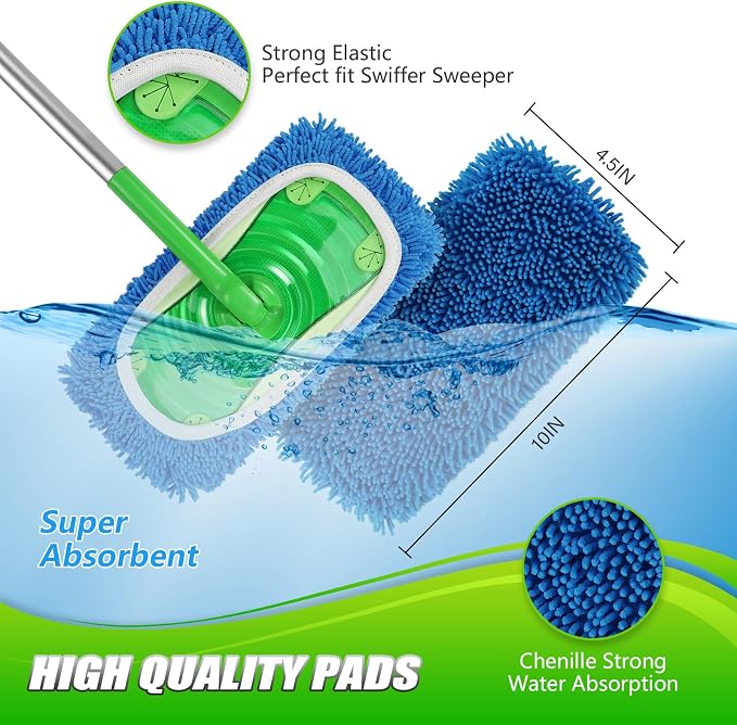 Set of 4 Reusable Microfiber Mop Pads Compatible - Image 3