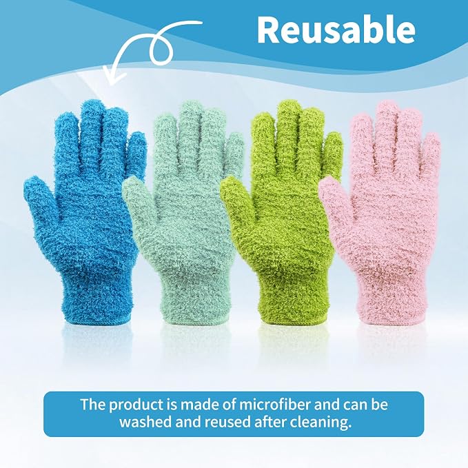 Microfiber Gloves for Plants, 4Pairs Reusable Plant Gloves Dusting Washable - Image 3