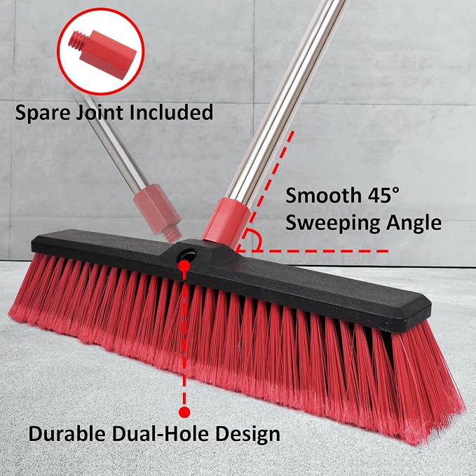 18” Push Broom with 70” Adjustable Handle - Image 4