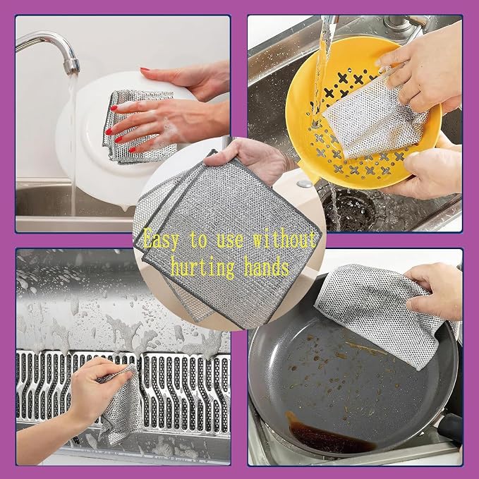 Double layer metal wire scratch free cloth, dry and wet dual-purpose metal wire - Image 5