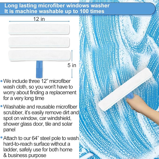 Window Squeegee Washing Kit for High Window, Shower Glass Door, Mirror Cleaning - Image 4