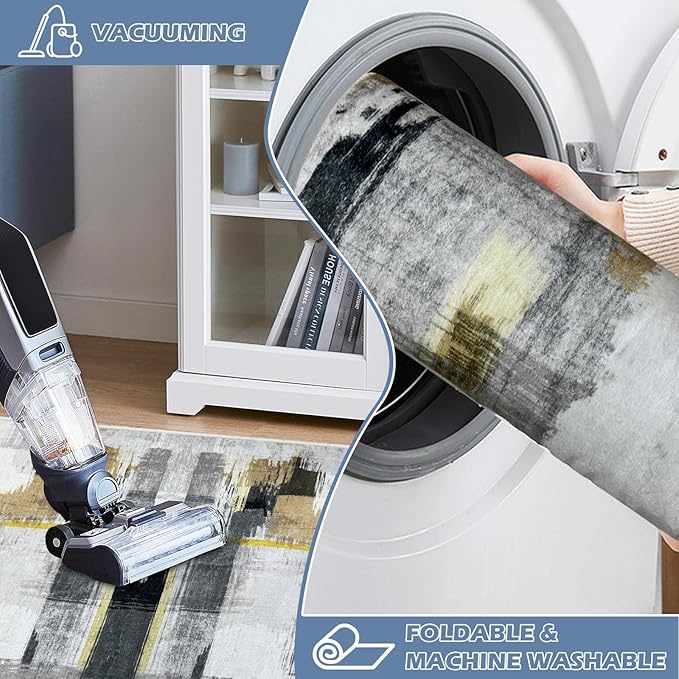 Runner Rug Washable 2x44 FT, Non Slip Rubber Backing Abstract Carpet, Soft Area Rugs for Bedroom Kitchen Hallway Entryway Bathroom, Customized