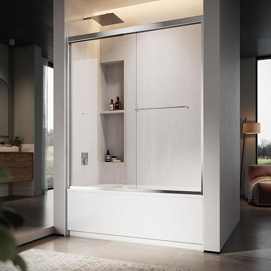 60" W x 60" H Double Sliding Frame Bathtub Door by UNIKOOSHOWERDOOR