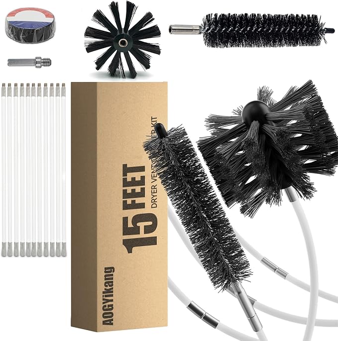 15 Feet Dryer Vent Cleaning Brush Kit, fireplaces, Ventilation ducts by AOGYikang