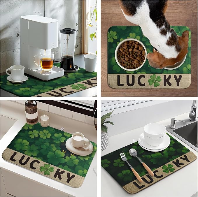 St Patricks Day Spring Shamrock Dish Drying Mats St Patrick's Day Dish Mat Cute - Image 7