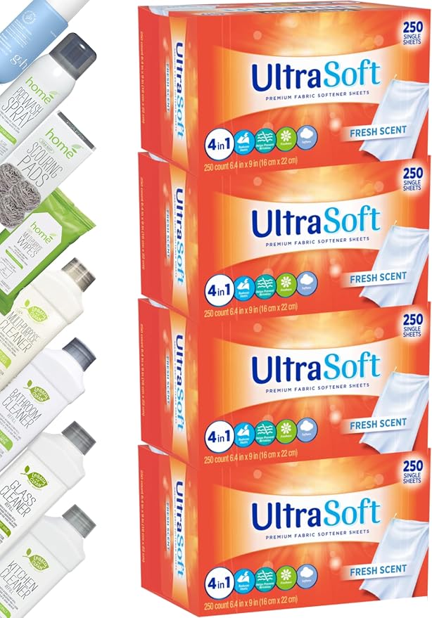 4 in 1 Laundry Dryer Sheets 1000 PCS, Household Premium Fabric Softener Fresh by Unknown
