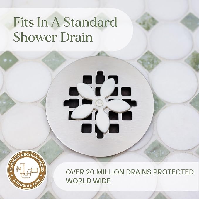 DrainWig Shower Drain Hair Catcher – Disposable White Flower – No-Touch Hair - Image 8