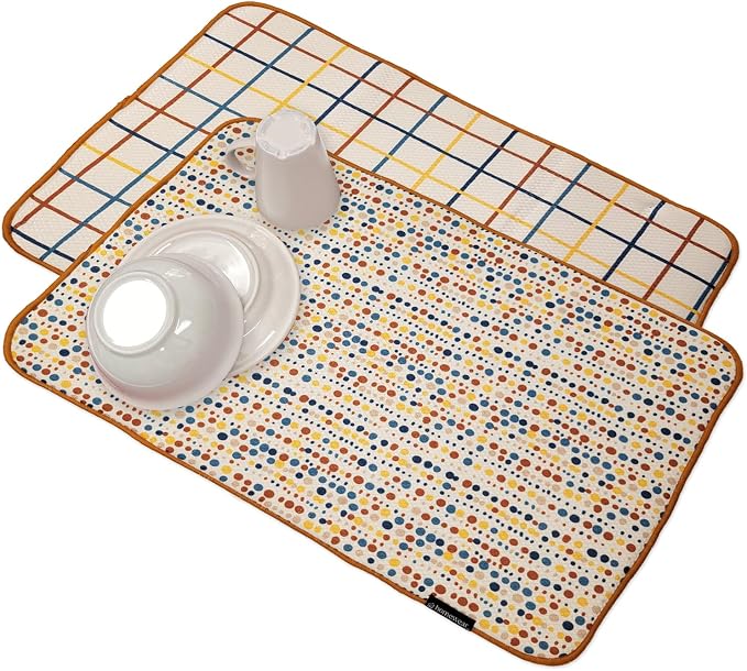 2 Pack Printed Dish Drying Mats by Homewear