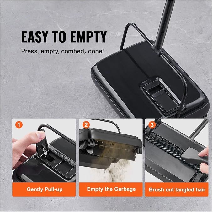 Carpet Sweeper - 7.87" Manual Floor Sweeper - Image 4
