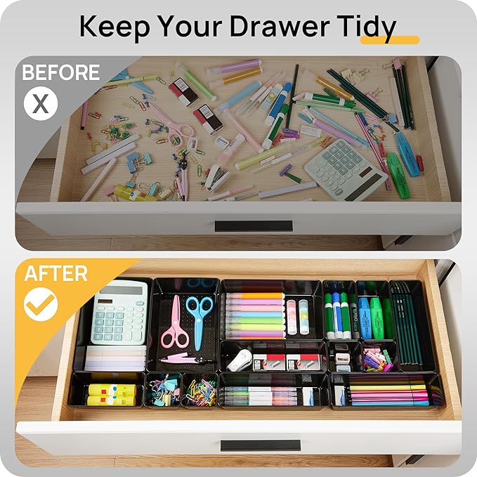 Vtopmart 44 PCS Plastic Drawer Organizers Set, 4-Size Versatile Bathroom and - Image 3