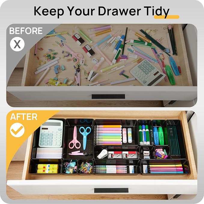 Vtopmart 44 PCS Plastic Drawer Organizers Set, 4-Size Versatile Bathroom and - Image 3