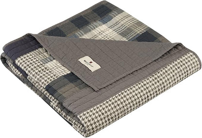 Woolrich Luxury Quilted Throw - Cabin Lifestyle, Patchwork with Moose Design All Season, Lightweight and Breathable Cozy Bedding Layer Throws for Couch Sofa, 50" W x 70" L, Winter Hills Tan