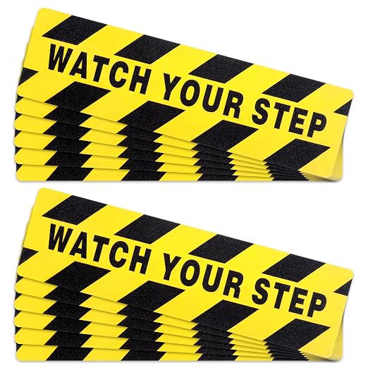 Boao 12 Pieces Watch Your Step Stickers Sign 6 x 24 Inch Caution Watch Your by Boao