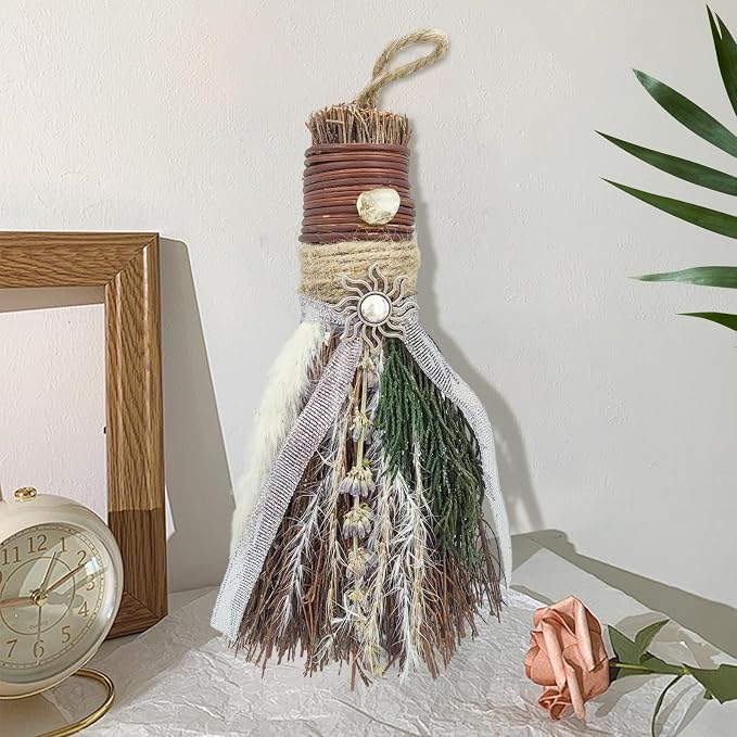 Witch Broom for Altar 7.5 Inch Mini Cinnamon Broom Handmade Winter Yule by Teeloray