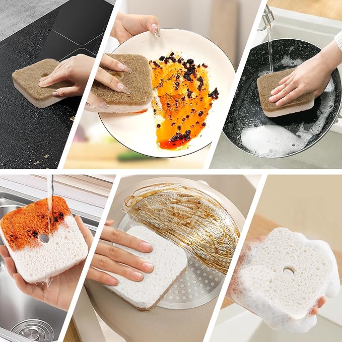 12Pack Kickleen Natural Kitchen Scrub Dish Sponge - Image 7