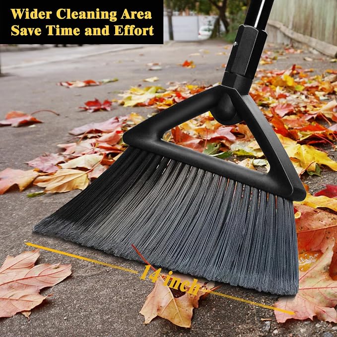 Heavy Duty Broom Outdoor and Indoor, 2 Pack Commercial Angle Brooms - Image 3