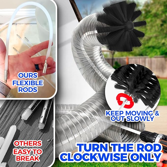 Holikme 50 Pieces 32 Feet Dryer Vent Cleaner Kit, Dryer Cleaning Tools - Image 2