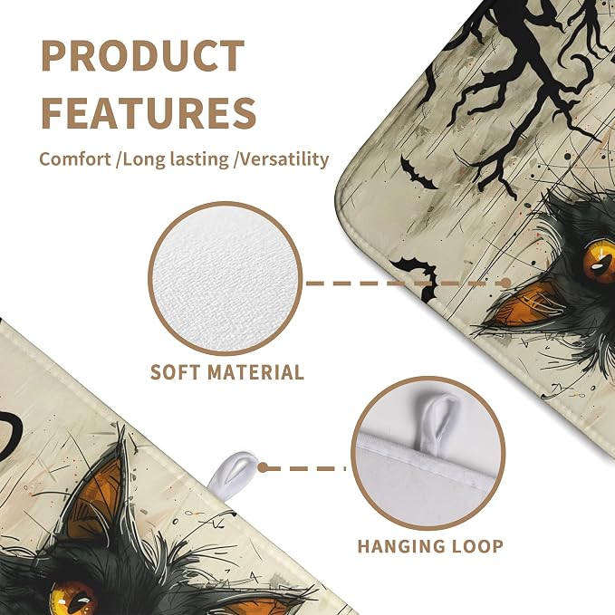 Black Cat Fall Pumpkin Dish Drying Mat 18x24 - Image 3