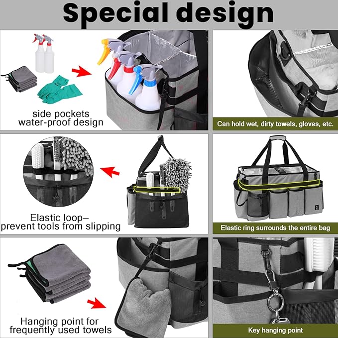 Extra large Cleaning Caddy Bag Built-in Sturdy Support Board, Cleaning Organizer - Image 5