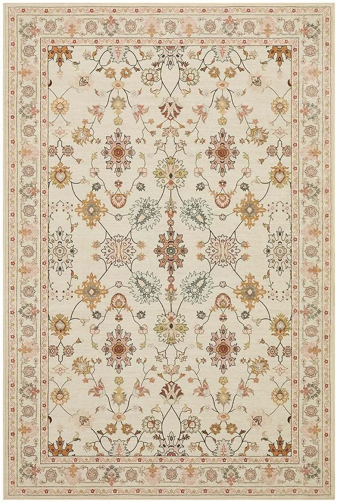 Floral Rug for Living Room Bedroom, 4x6 Washable Rug, Vintage Boho Area Rug - Image 9