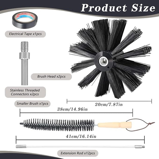 Chimney Sweep Kit Chimney Brush Kit Chimney Cleaning Kit, 16FT Dryer Vent - Image 2