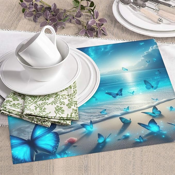 Blue Butterfly Beach Dish Drying Mat 16x18 Inch, Microfiber Absorbent Fast Dry - Image 7