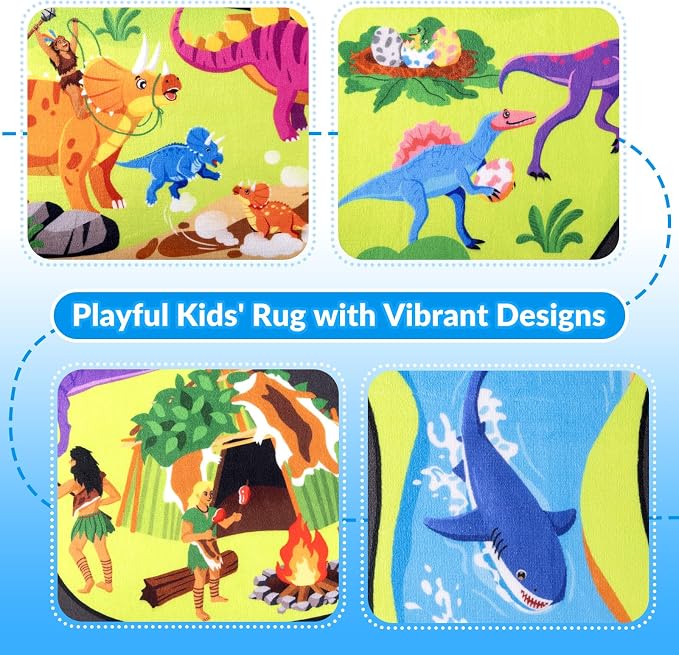 Kids Rug, 3x5 Ft Dinosaur Road Map Rug - Image 5