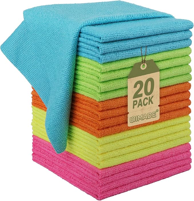 Microfiber Cleaning Cloth, 20 Pack Reusable Microfiber Towels by Unimade