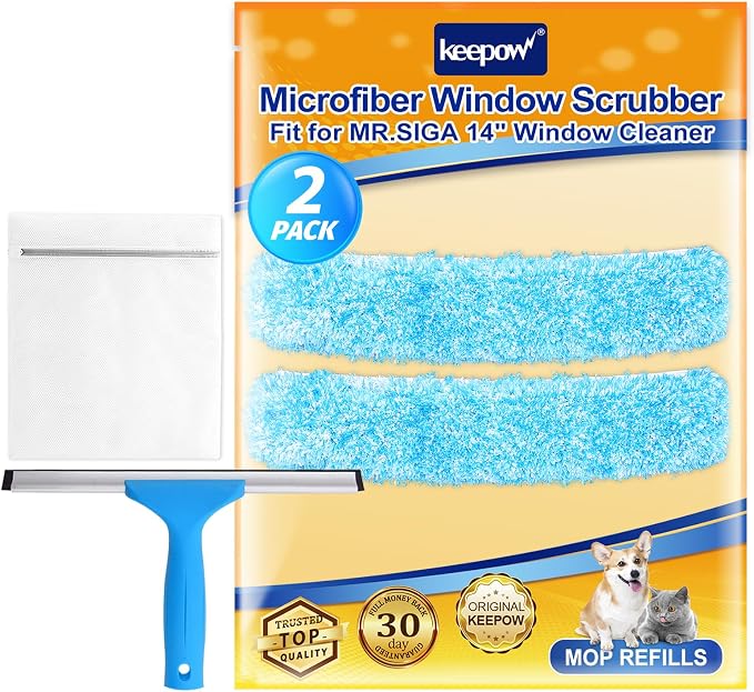 KEEPOW 14" Microfiber Window Scrubber Refill Replacement Compatible by KEEPOW