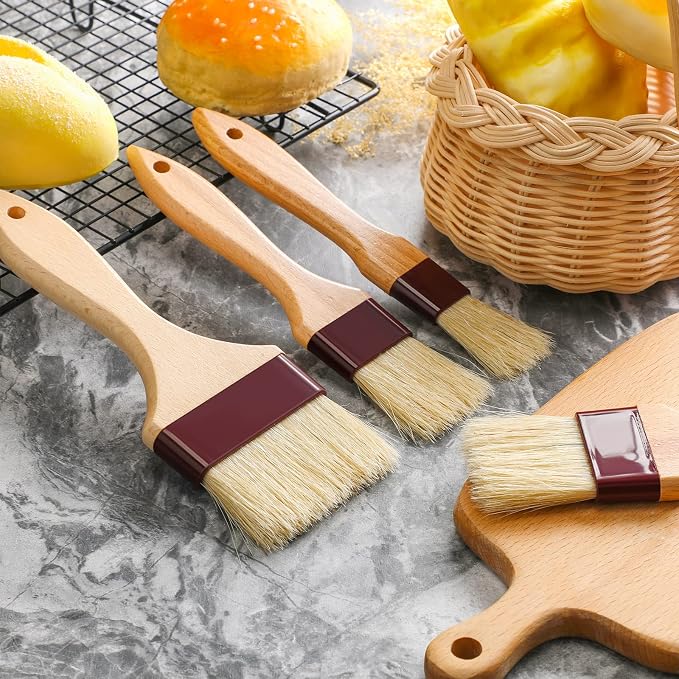 Boao Natural Bristle Pastry Brush Beech Wooden Handle Basting and BBQ Brushes - Image 4