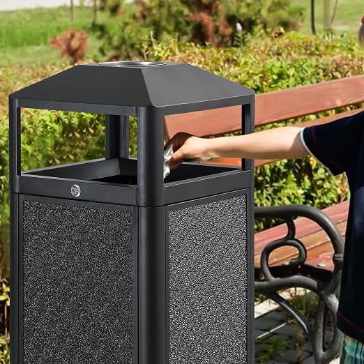 Square Waste Container with Dome Lid | Commercial Outdoor Garbage and Trash - Image 6