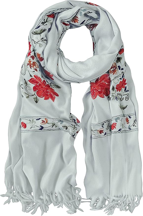 Urban CoCo Women's Embroidered Tassel Long Shawl Oversize Scarf Wraps for Women