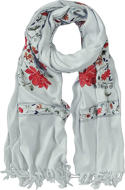 Urban CoCo Women's Embroidered Tassel Long Shawl Oversize Scarf Wraps for Women