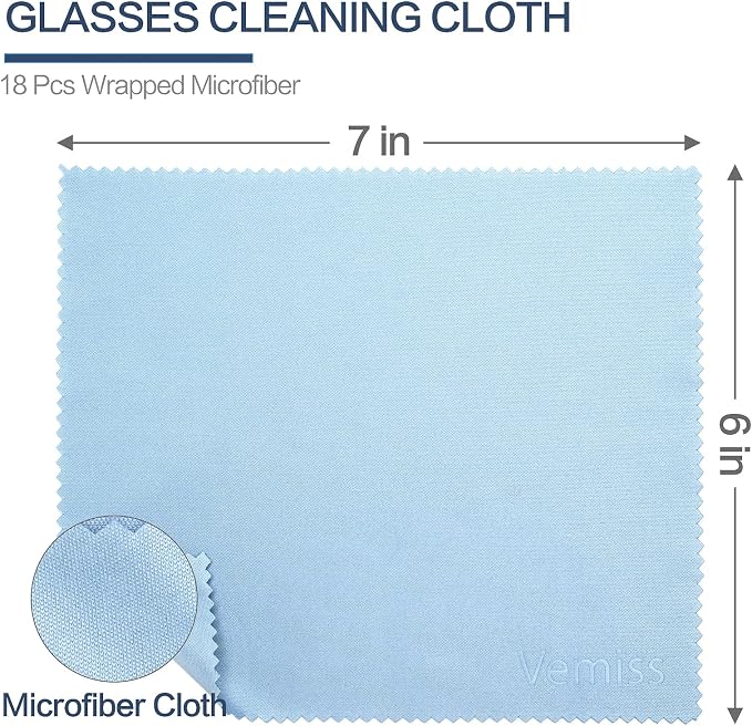 Vemiss 6 Pack Microfiber Glasses Cleaning Cloth, Wipes Lens Eyeglasses & Screens - Image 2