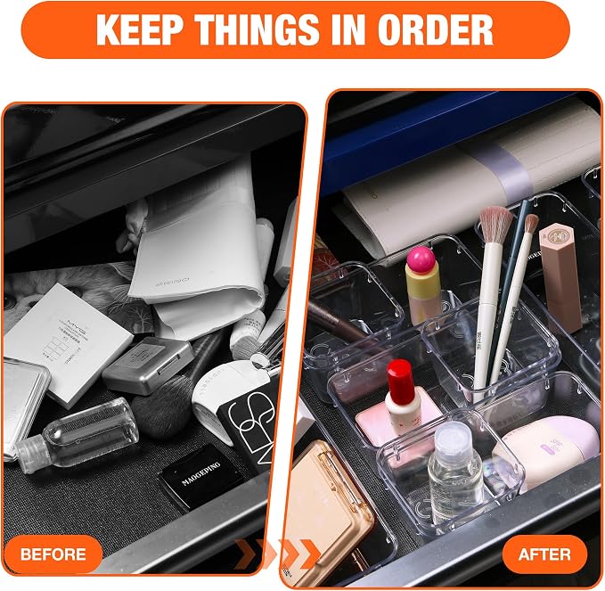 ValueMax 9 PCS Clear Plastic Drawer Organizers Set - Image 4