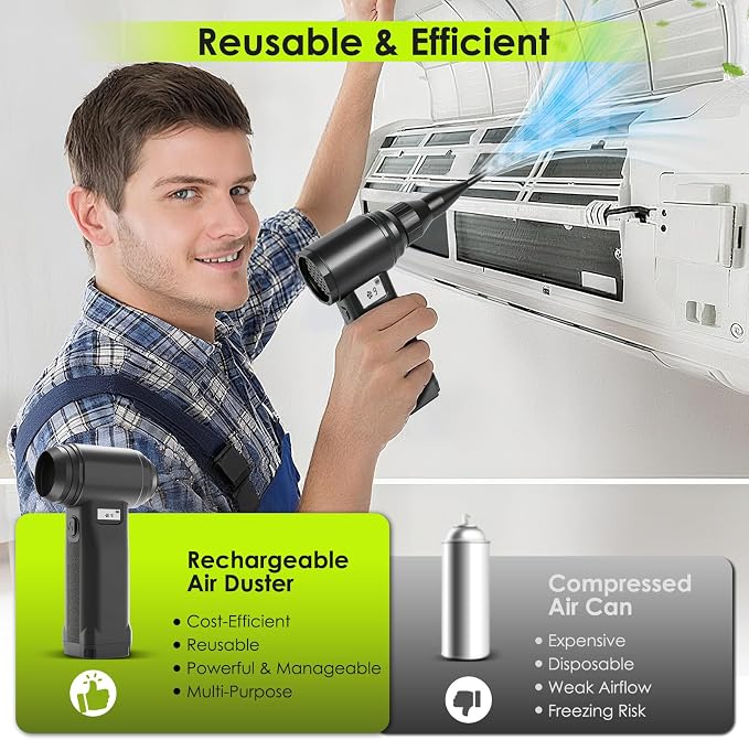 Electric Compressed Air Duster, 000RPM Cordless Air Blower - Image 7