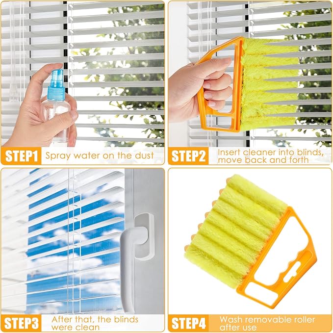 Geiserailie 1 Pcs Window Venetian Blind Cleaner Duster Tool Washable 7 Fingers - Image 5