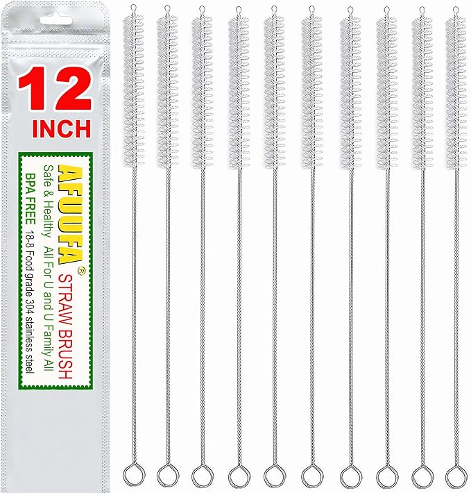 Straw Cleaner Brush for Stanley Extra Long 12 inch, Extra Wide 12mm diam for by AFUUFA