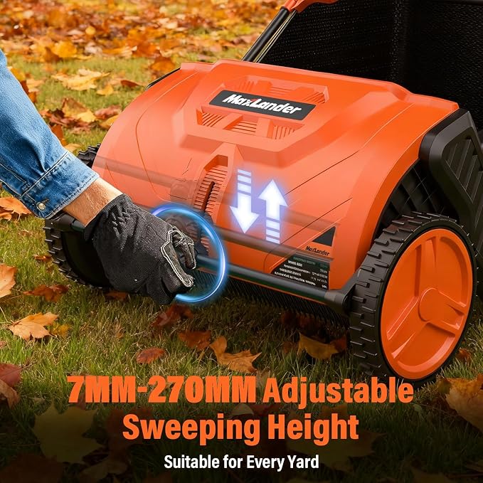 Manual Push Lawn Sweeper, 21-Inch Wide Coverage, Adjustable Height Design - Image 5