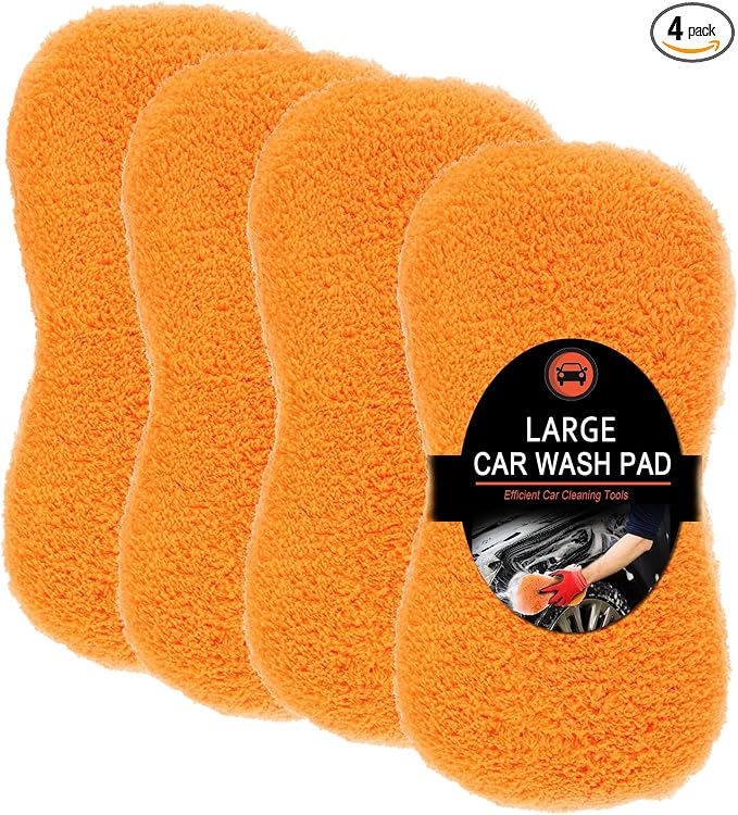 Tanlade 4 Pcs 2 Pack Large Microfiber Car Wash Sponge by Tanlade