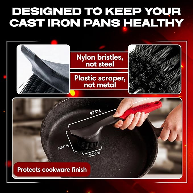 Cast Iron Scrub Brush with Heavy Duty Scraper - Image 5