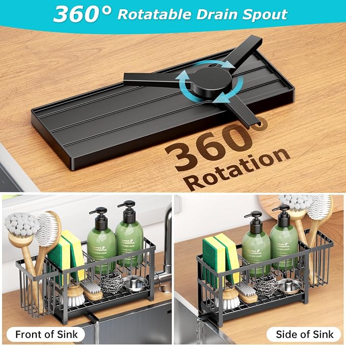 Sponge Holder for Kitchen Sink, 2 Tier Sink Caddy Organizer Countertop - Image 2