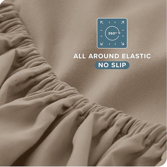 Bare Home Queen Sheet Set - Luxury 1800 Ultra-Soft Microfiber Bed Sheets - Double Brushed - Deep Pockets - Easy Fit - 4 Piece Set - Bedding Sheets & Pillowcases (Queen, Pebble)