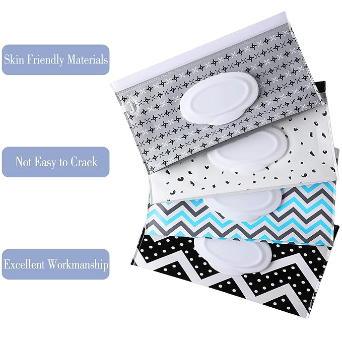 FEBSNOW 4 Pack Baby Wipe Dispenser, Portable Refillable Wipe Holder, Baby Wipes - Image 4