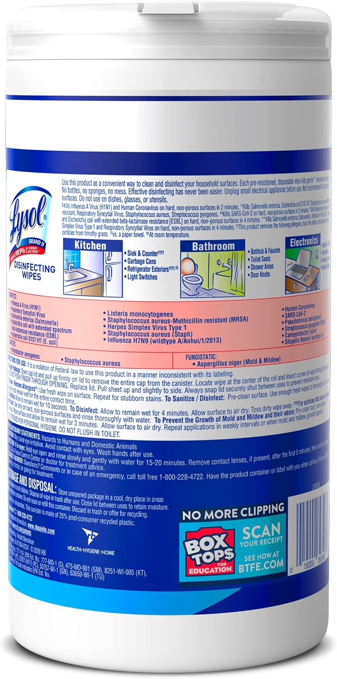 Lysol Disinfectant Wipes, Dorm Room Essentials, - Image 2