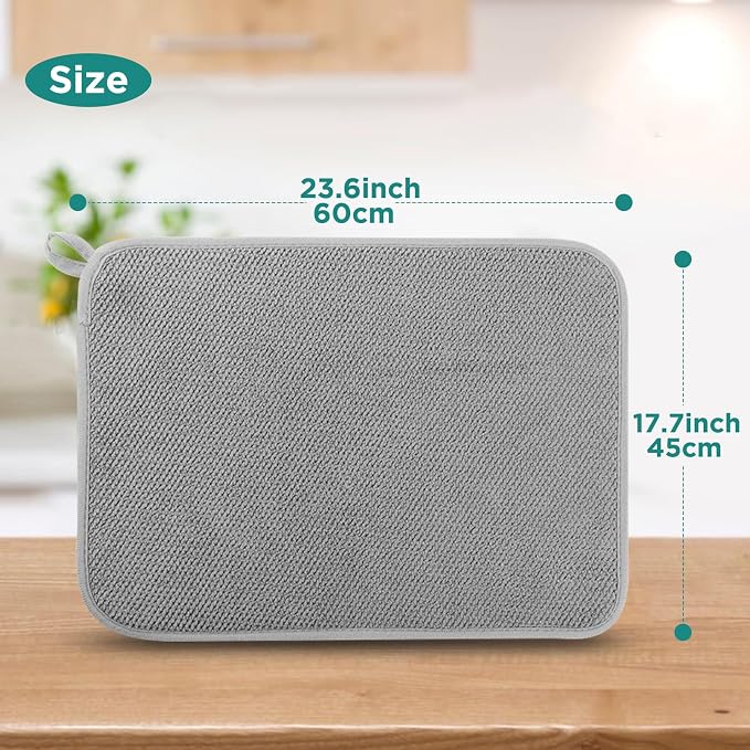 Microfiber Dish Drying Mat, Super Absorbent Kitchen Dish Drying Pad - Image 2