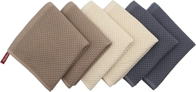 Mia'sDream Natural Cotton Tidy Dish Cloths Rags, Waffle Weave Kitchen Towels - Image 2