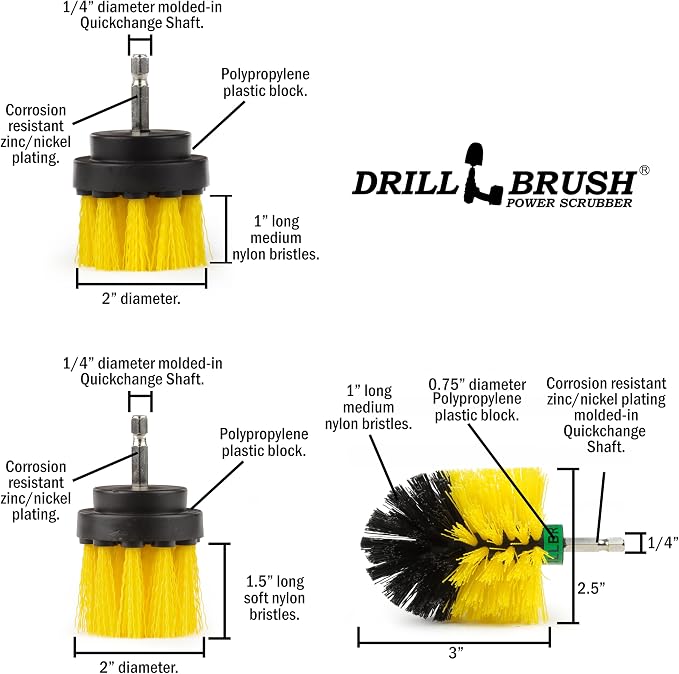Drill Brush Attachments for Cleaning Shower, Bath Mat, Fiberglass, Cast Iron - Image 5
