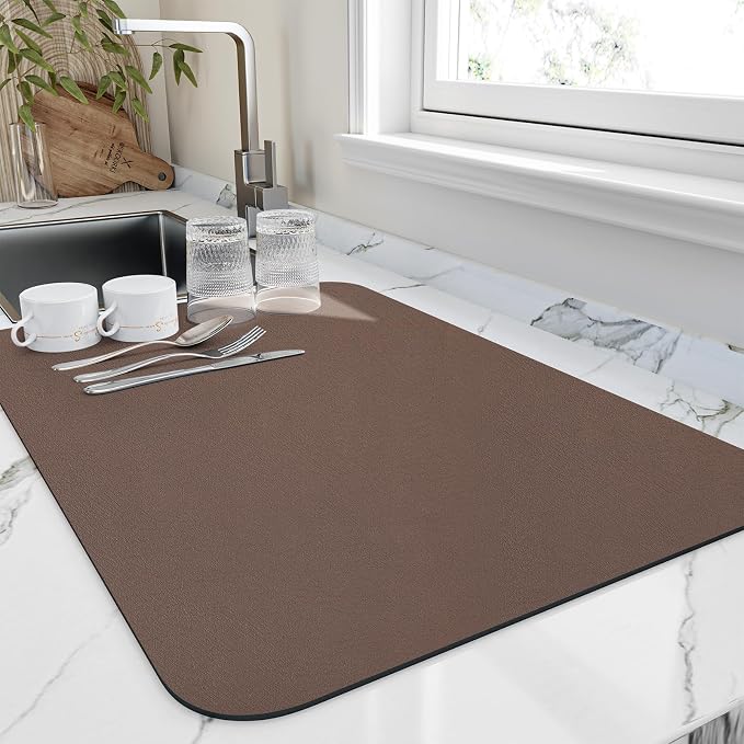 Dish Drying Mat for Kitchen Counter, Heat Resistant Drainer Mats by HotLive
